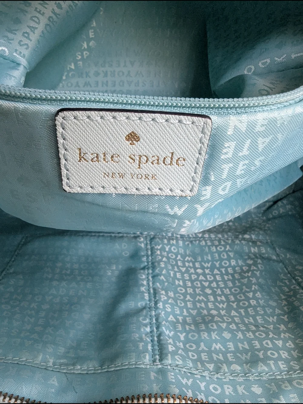 kate spade Light Blue Perforated Leather Tote